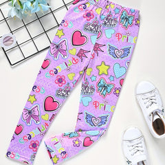 Cartoon Print Stretch Tight Pants for Little Girls