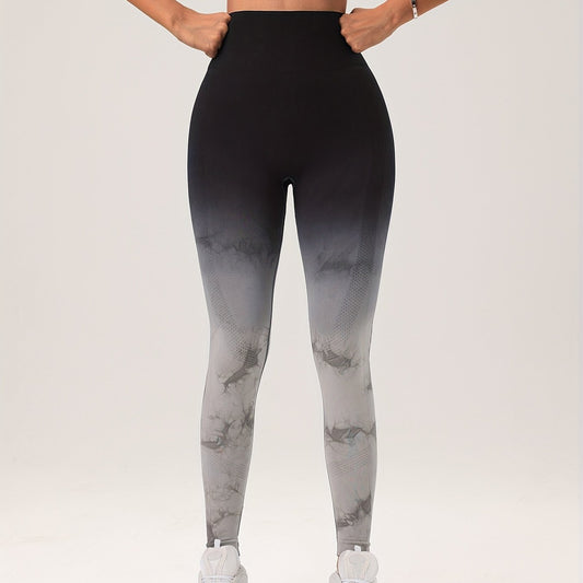 Tie Dye Gradient Yoga Sports Leggings High Elastic Fitness Tight