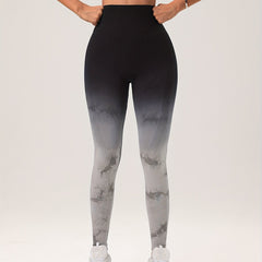 Tie Dye Gradient Yoga Sports Leggings High Elastic Fitness Tight