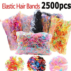 2500pcs Colorful Elastic Hair Rope Disposable Leather Band