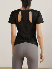 Women's Quick Dry Sports T-Shirt with Hollow Back