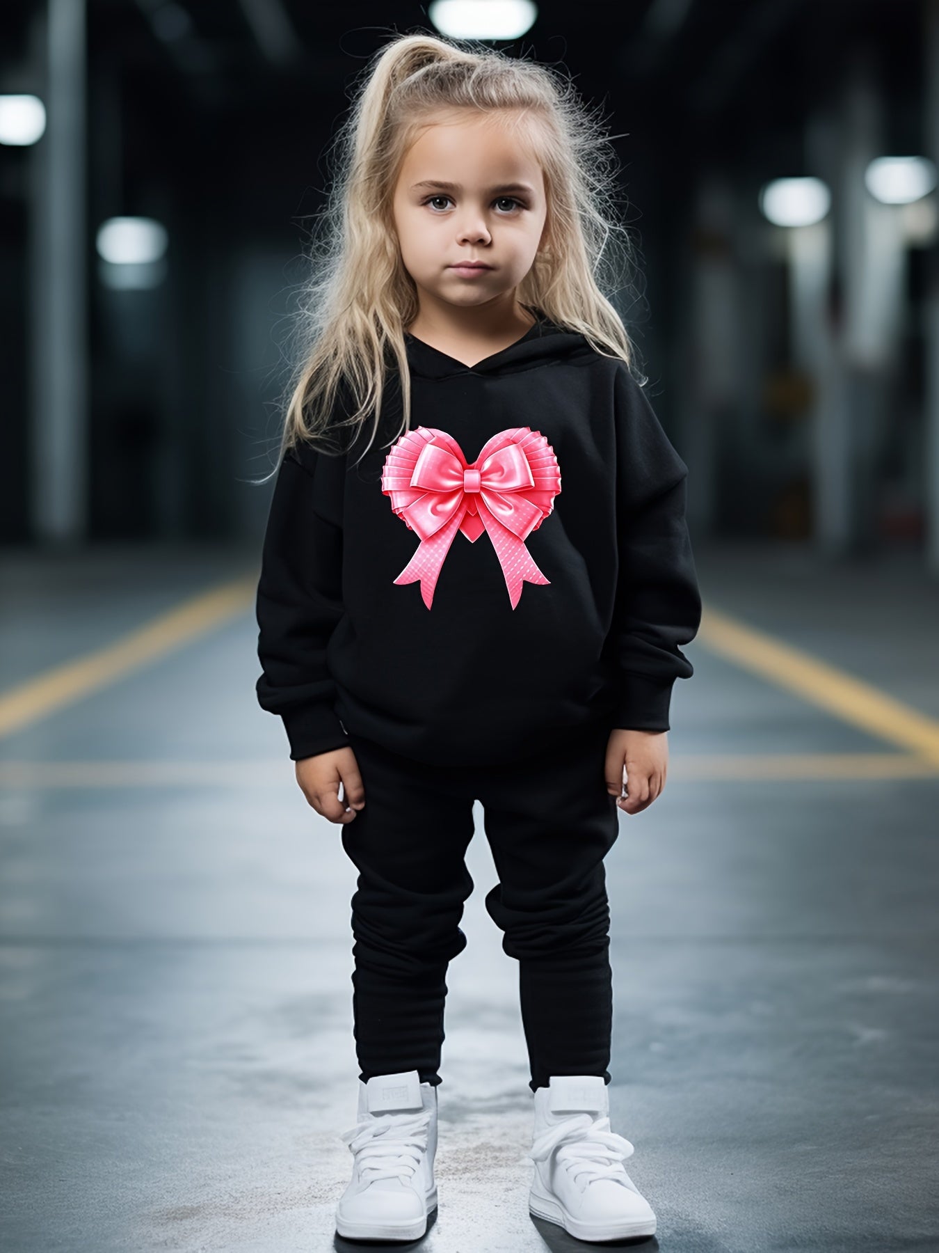 OERYUI Girls Boys 2pcs Bow Print Activewear Set For Spring Fall