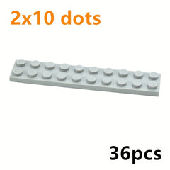 36pcs Thin Bricks Plate 2 x 10 Dots Building Blocks Toys for Kids