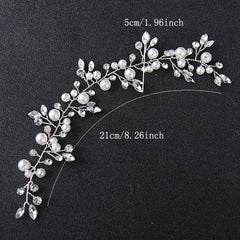 Silvery Faux Pearl Wedding Headband Crystal Hairband For Bride