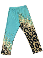 Leopard Print Skinny Capris Leggings Elastic Waist Cropped Leggings
