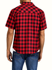 Men's Casual Plaid Short Sleeve Shirt