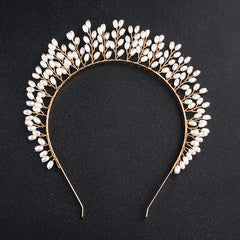 Faux Pearl Crown Hairband Party Decor Princess Tiara Wedding