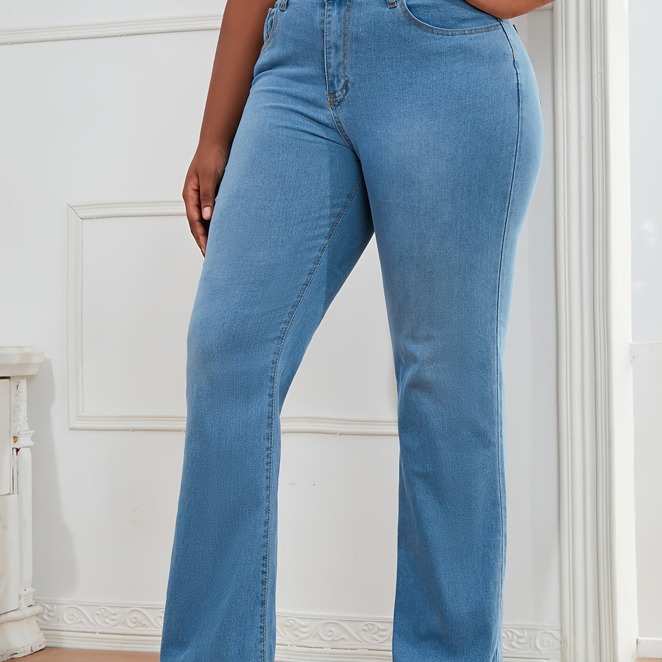 Women's Plus Fringe Trim High Rise Flared Leg Jeans