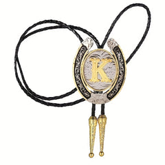 Golden K Letter Western Cowboy Bolo Tie For Men