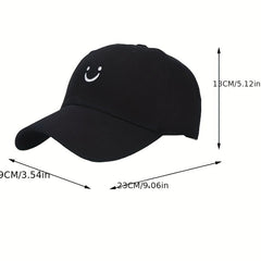 Unisex Sunshade Baseball Cap with Smile Embroidery