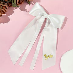 Pink Bridal Bow Hair Clip Ribbon Bride Hair Accessory