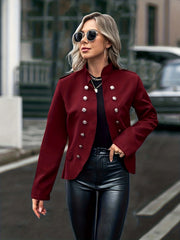 Button Decor Jacket Casual Open Front Outerwear