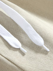 Men's Drawstring Linen Trousers, Casual Solid Cotton Pants