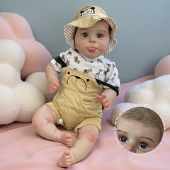 22" Reborn Baby Doll Soft Body Open Eyes Animal Print Outfit Shower Safe
