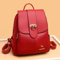 Faux Leather Buckle Flap Backpack for Women