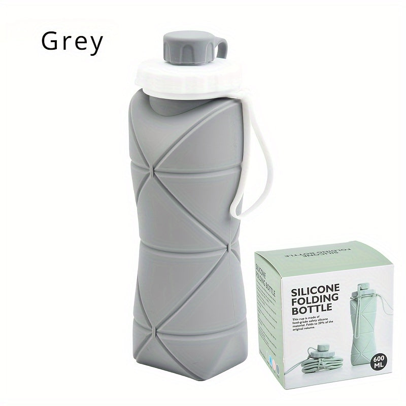 600ml Silicone Folding Water Cup Leakproof Portable Bottle for Outdoor Sports