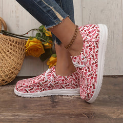 Women's Letter Pattern Skate Shoes Flat Lightweight Lace Up