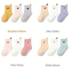 3 Pairs Baby Boys Cartoon Anti-Skid Socks for Autumn