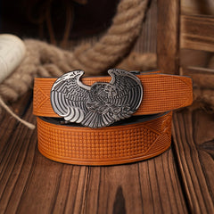 Eagle Pattern Automatic Buckle PU Leather Belt For Men