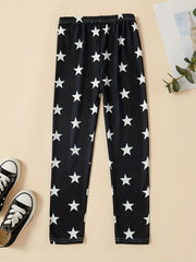 2pcs Girls Footless Leggings Polka Dots Star Graphic Slim Leggings