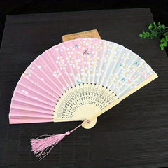 Silk Folding Fan Plum Blossom Bamboo Wedding Prom Decoration