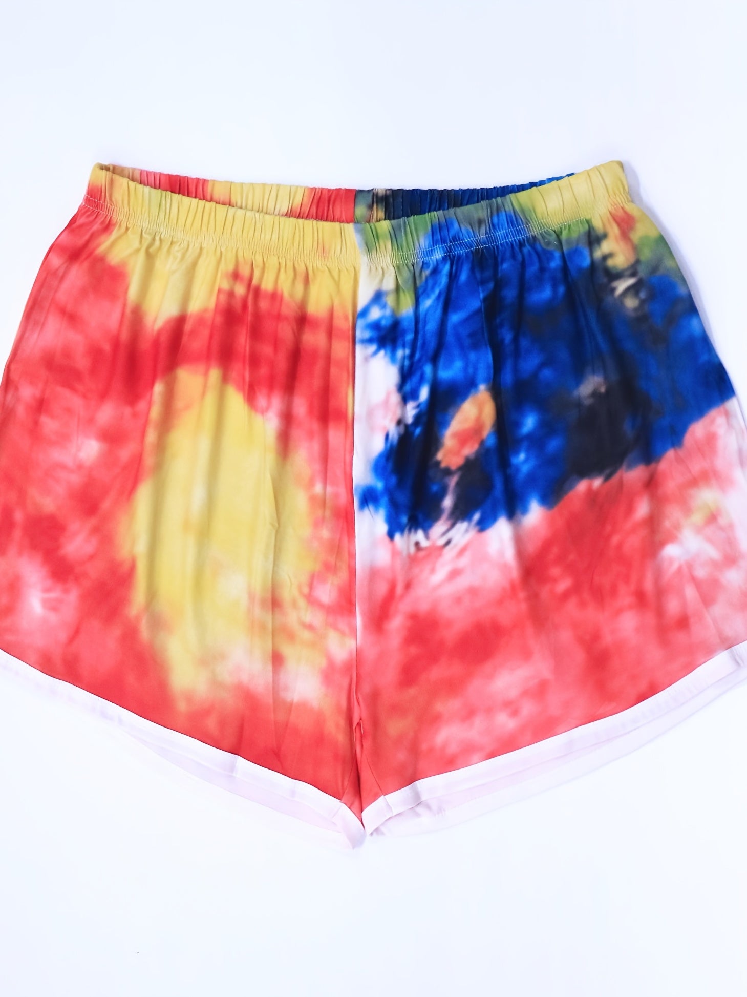 Tie Dye Print High Rise Shorts Women's Plus Slight Stretch Loose Fit