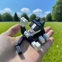 Cow Cat Building Blocks DIY Mini Pet Figurine Creative Desktop Decoration