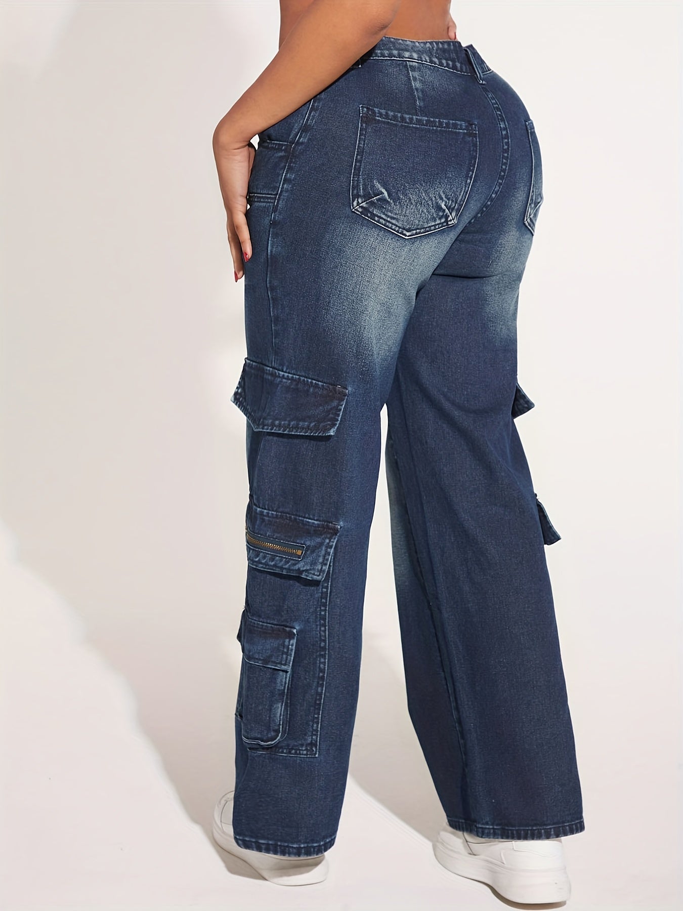 Cargo Pants Straight Legs Washed Non Stretch Denim Pants Y2K & Kpop Style