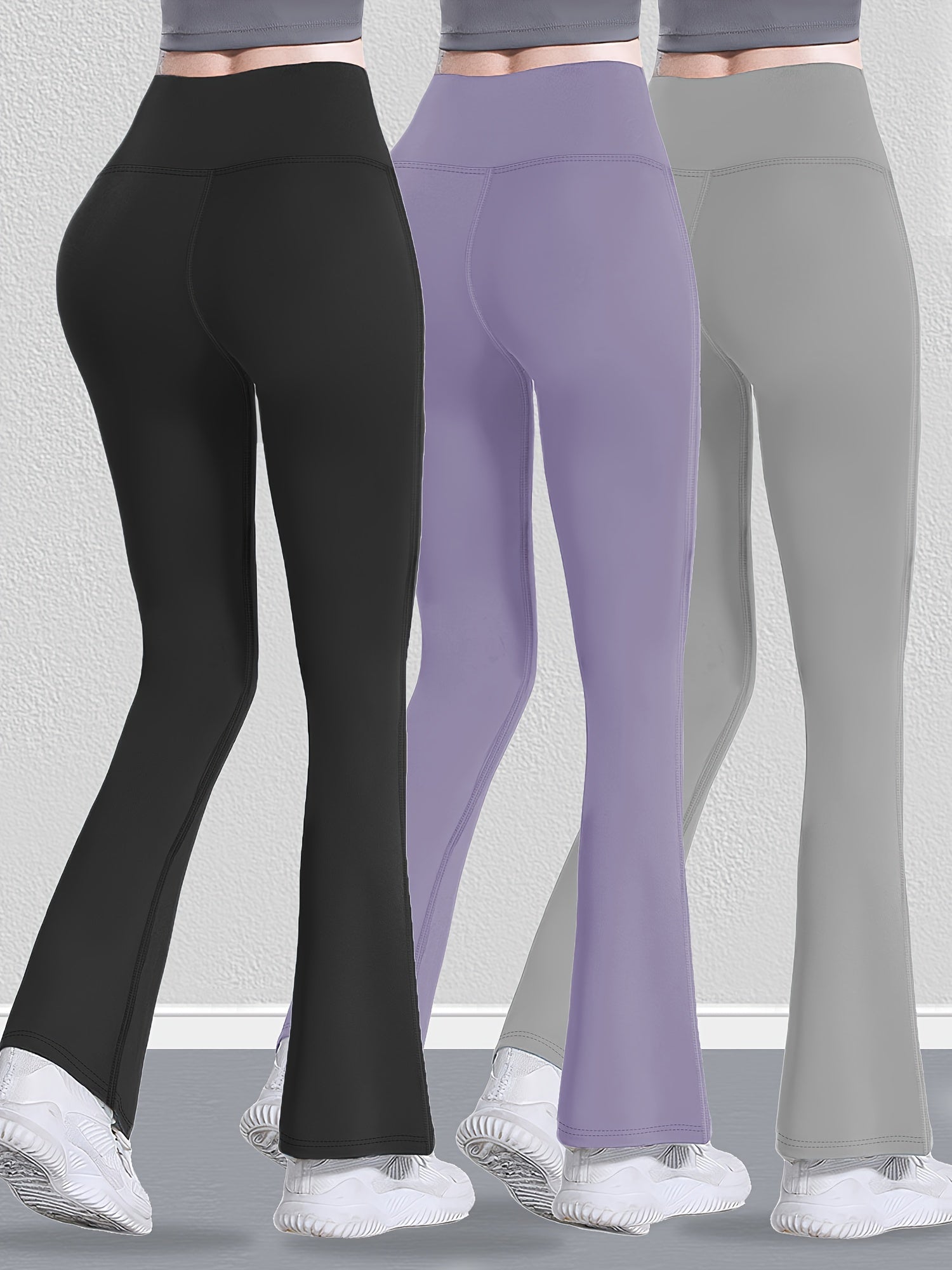 Solid Butt Lifting Yoga Flared Pants Fitness Bootcut Activewear