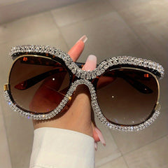 Sparkling Rhinestone Sunglasses Round UV400