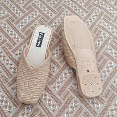 Women's Square Toe Flat Mules Slip On Shoes