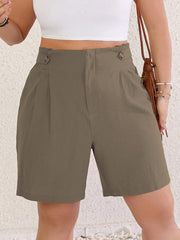 Casual Shorts Women's Plus Plicated Elastic Waist Loose