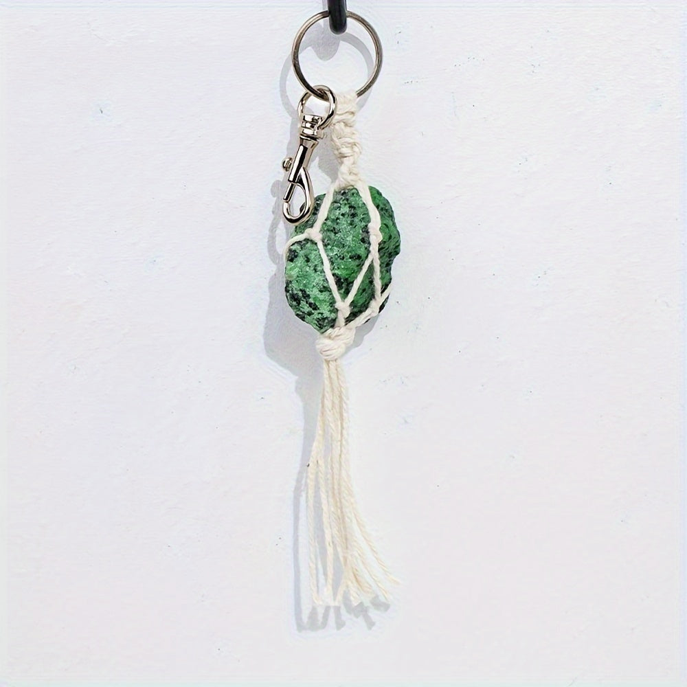 4pcs Amethyst Raw Stone Key Chain Pendant