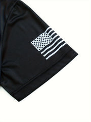 Men's Letter Print Sports T shirt Casual Stretch Round Neck Tee Shirt