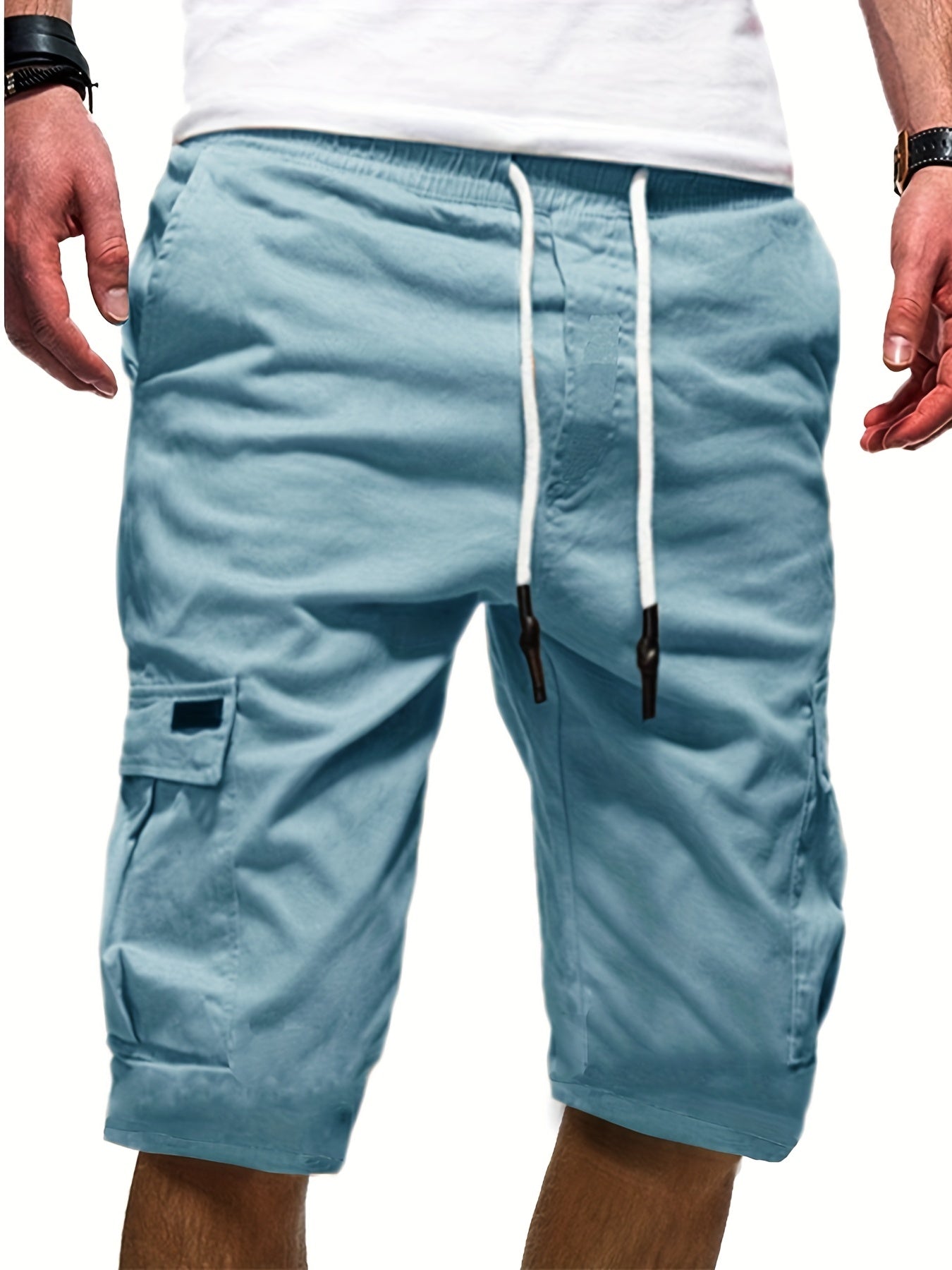 Men's Casual Cargo Shorts With Waist Drawstring