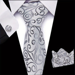 Men's Plaid Handkerchief Cufflink, Necktie, Pocket Squares Set