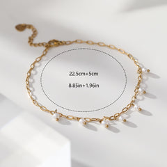 Girl's Rice Faux Pearl Chain Anklet