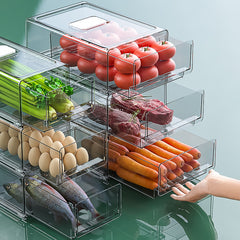 Transparent Drawer Refrigerator Storage Box for Fresh Food, Freezer Safe