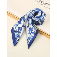 Personalized Photo & Floral Print Silk Feel Square Scarf