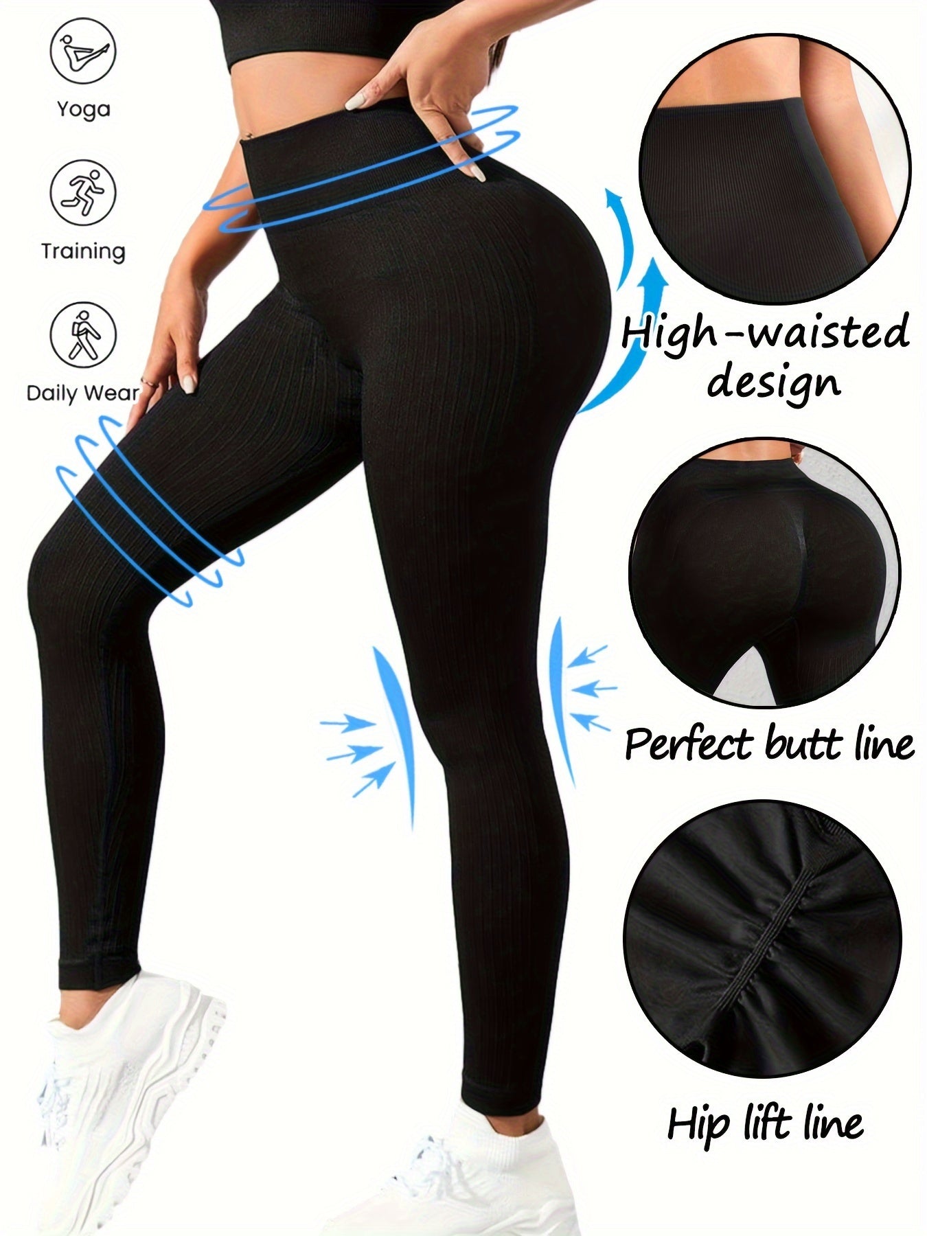 Solid Yoga Pants Stretch Running Leggings Women's Activewear
