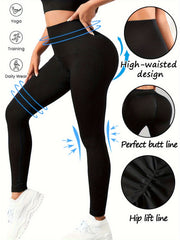 Solid Yoga Pants Stretch Running Leggings Women's Activewear