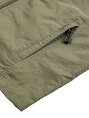 Men's Zipper Pockets Cargo Vest with Hood