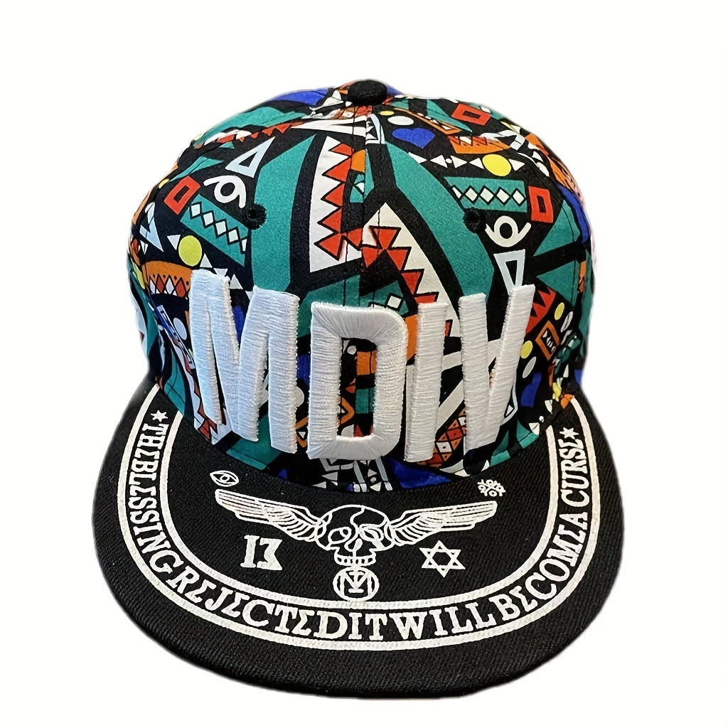 Skull Print Embroidery Baseball Cap Colorful Graffiti Print Sports Hat