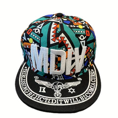 Skull Print Embroidery Baseball Cap Colorful Graffiti Print Sports Hat