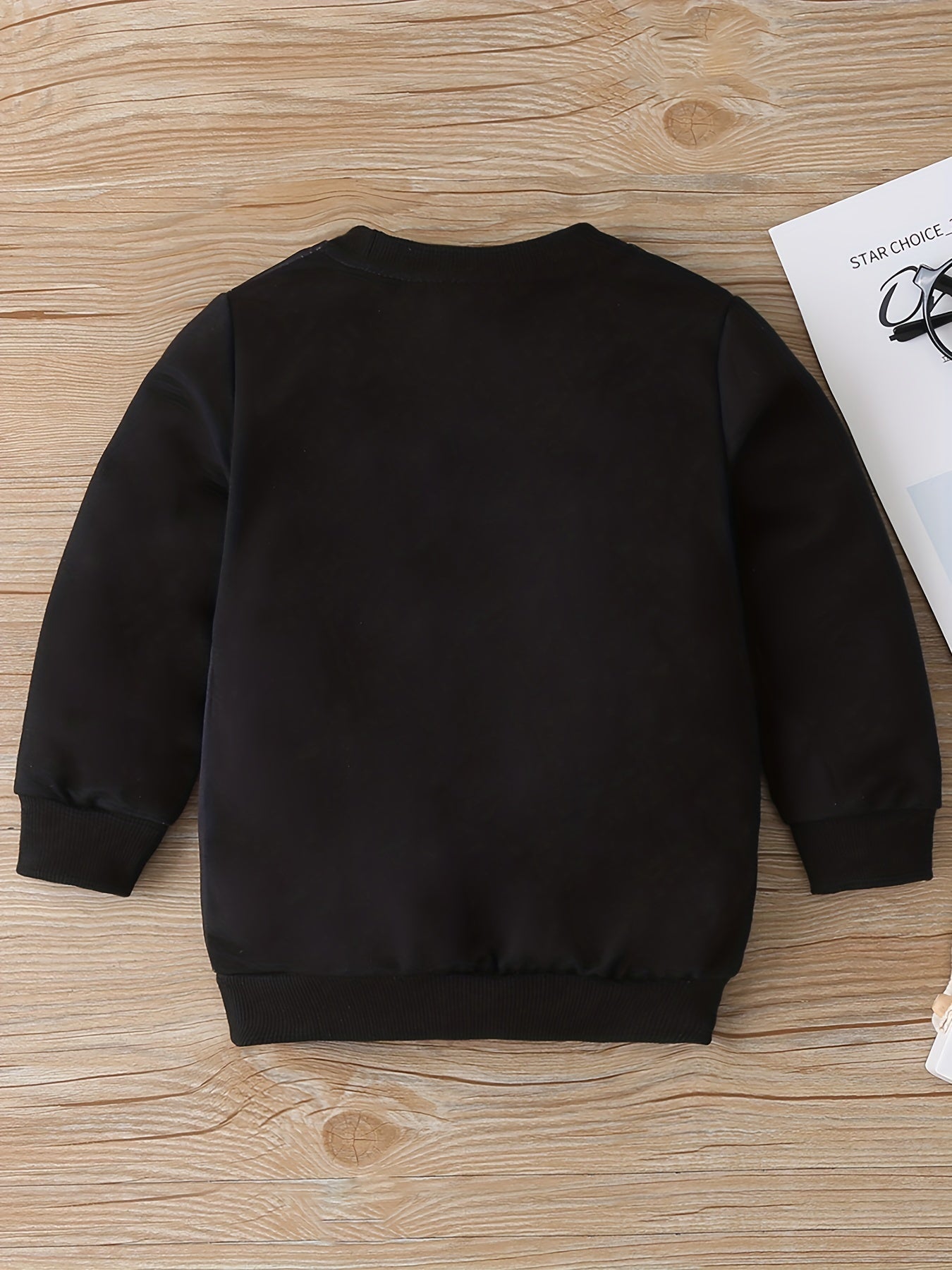Lion Print Boys Casual Pullover Sweatshirt Crew Neck Tops