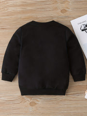 Lion Print Boys Casual Pullover Sweatshirt Crew Neck Tops