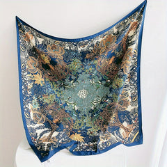 Boho Floral Print Silk Square Scarf Neckerchief Vintage Head Wrap