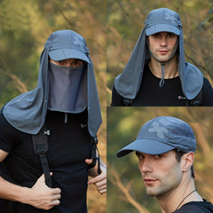Sunscreen Bucket Hat With Large Shawl - Outdoor Men's Quick-drying Cap