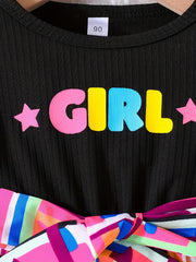Girls' Geo Print Long Sleeve Dress for Party School