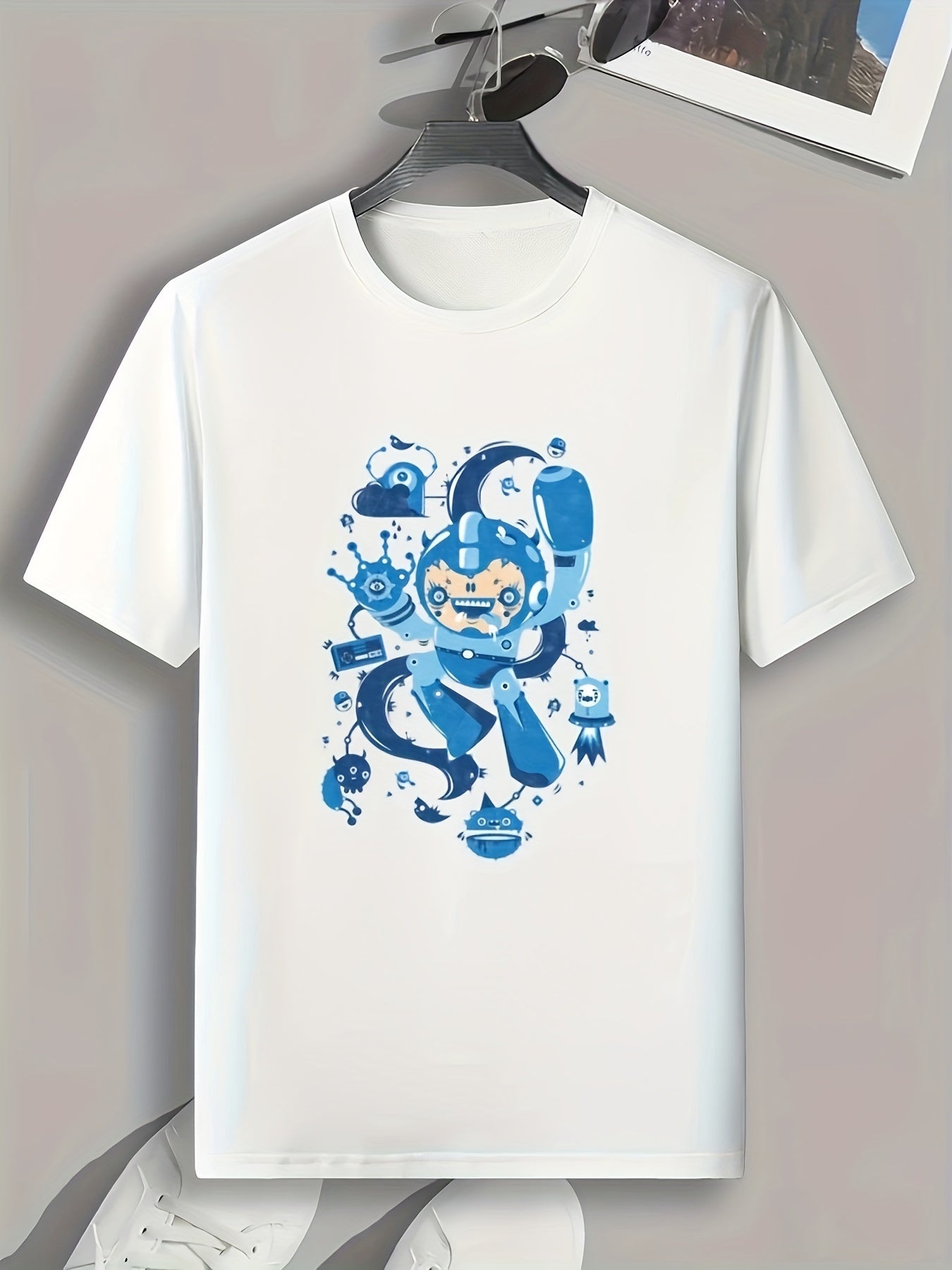 Cartoon Print Graphic T-Shirt for Men Casual Summer Tee